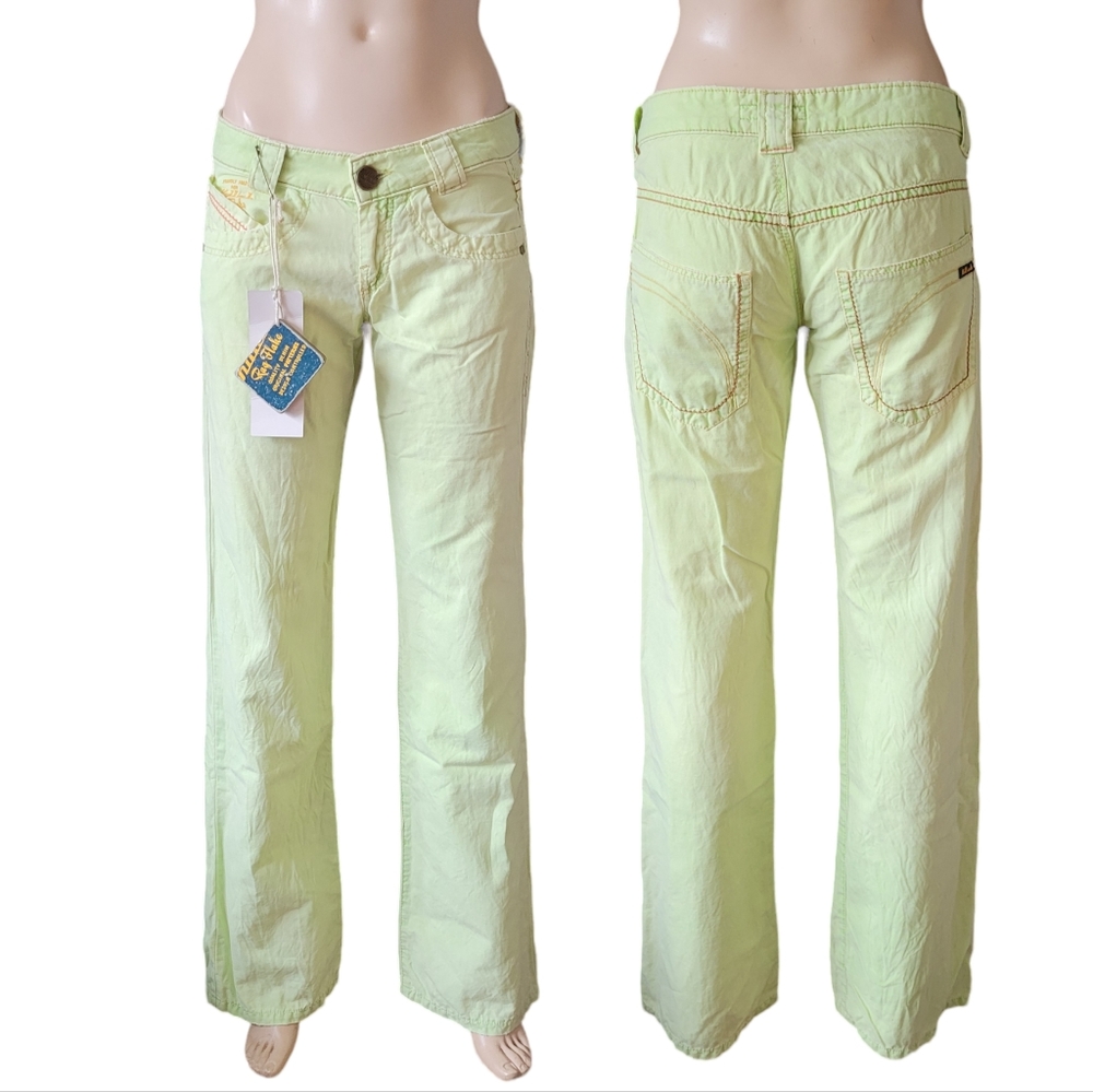 Vintage Y2K Killah low rise straight leg  Mcbling Cyber Light green 28